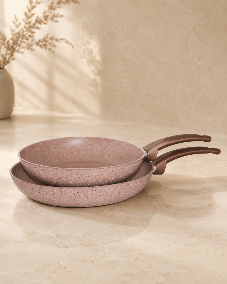 Lot 2 Poêles 24 & 28 cm – Marron Chocolat — Marron