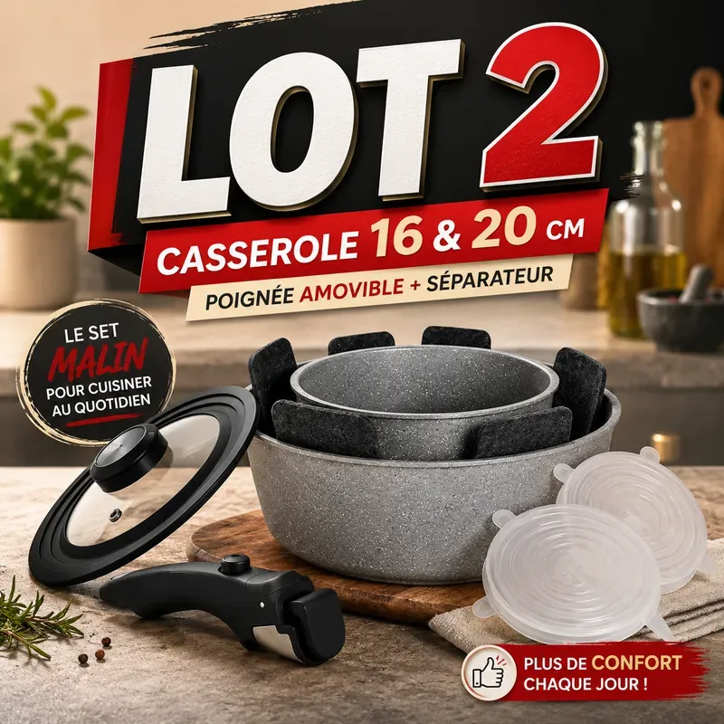 Lot 2 casseroles Induction à Poignée Amovible Cook'Art Privilège 16&20cm — Gris