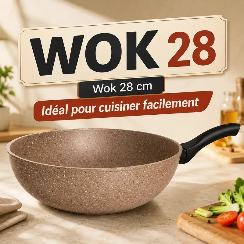 Wok Induction 28 cm Cook'Art Privilège — Marron