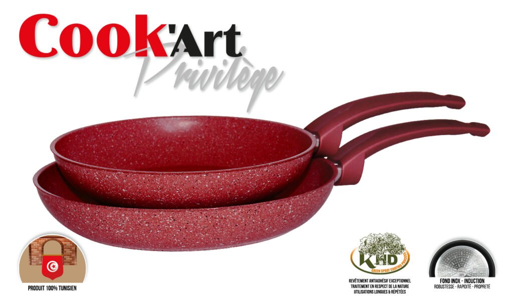 Lot de 2 Poêles Induction Cook'Art Privilège 24&28 cm — Rouge