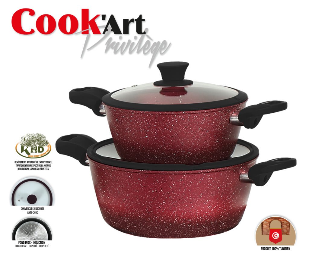Lot de 2 Faitouts Induction Cook'Art Privilège 20&24cm — Rouge