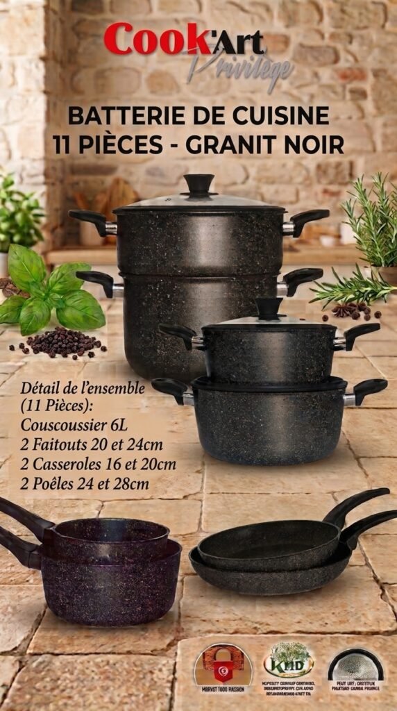 Batterie de Cuisine 11pcs - Cook'art PRIVILEGE - Noir