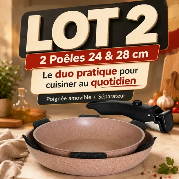 Lot 2 Poêles Induction à Poignée Amovible Cook'Art Privilège 24&28 cm